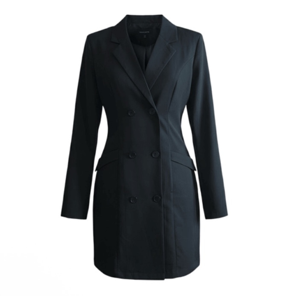 Boutique Structured Black Blazer Dress